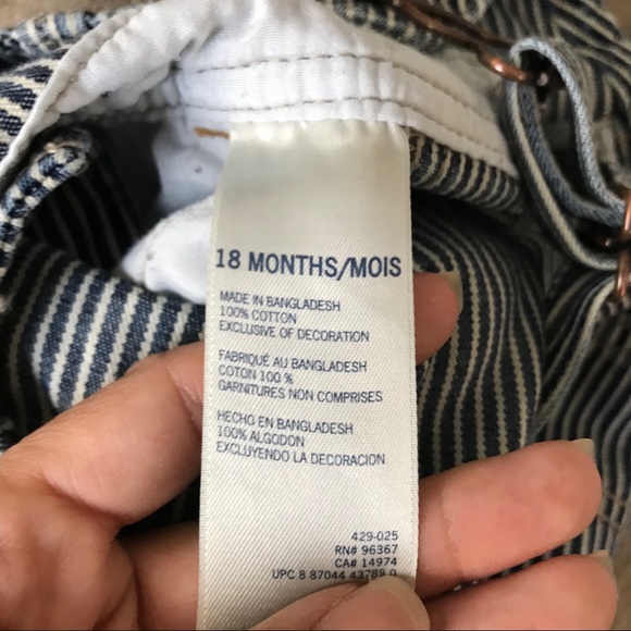 OshKosh B’Gosh Blue White Striped Overalls Baby - Picture 5 of 5